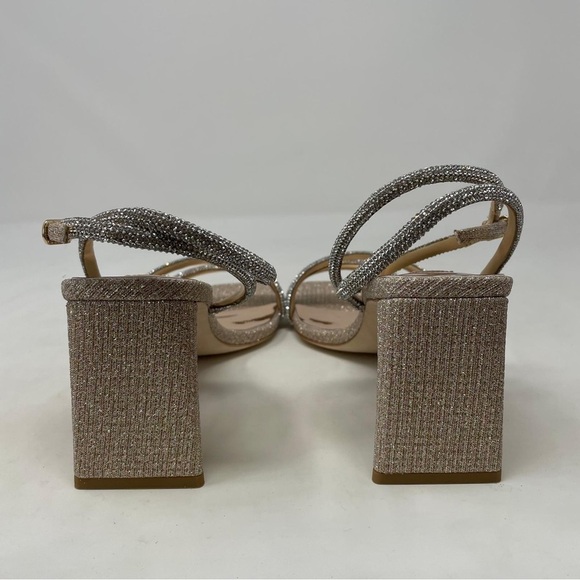 Badgley Mischka Freedom Rhinestone Block Heel Sandals in Pale Gold - NWT - Picture 11 of 14